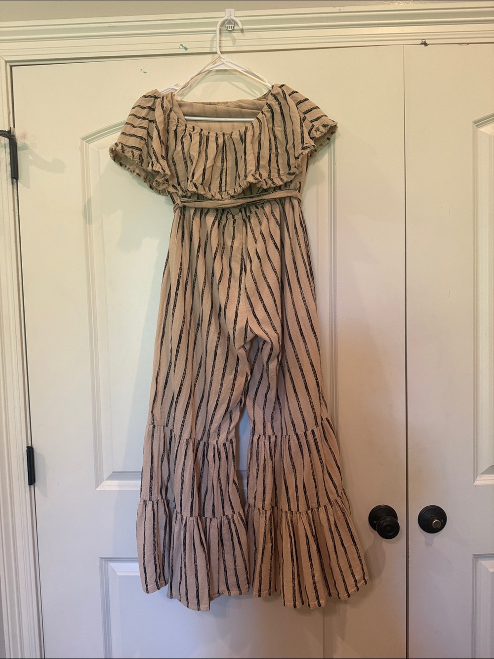 Tan and Black Strapless Jumpsuit-S